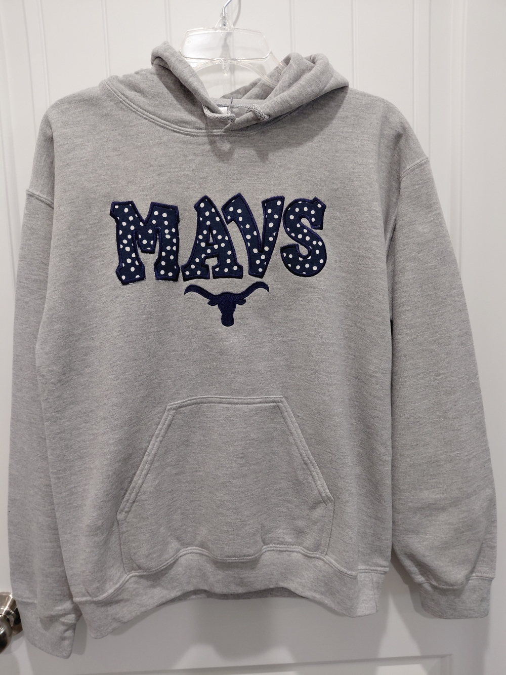 Gildan Gray Hoodie with Navy Polka Dot MAVS Appliqué